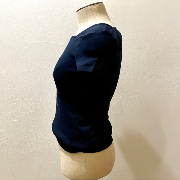Tommy Hilfiger Women’s Short Sleeve Tabitha Square Neck Tee - Navy Extra Small 💖 - Picture 5 of 13
